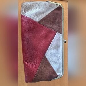 Leathrt Hobo Wallet Red Cream And Brown